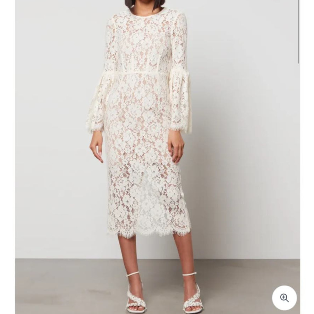 Self-Portrait White Lace Midi Dress